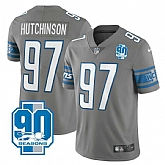 Men's Detroit Lions #97 Aidan Hutchinson Grey 2023 90th Anniversary Vapor Untouchable Limited Jersey Dzhi,baseball caps,new era cap wholesale,wholesale hats